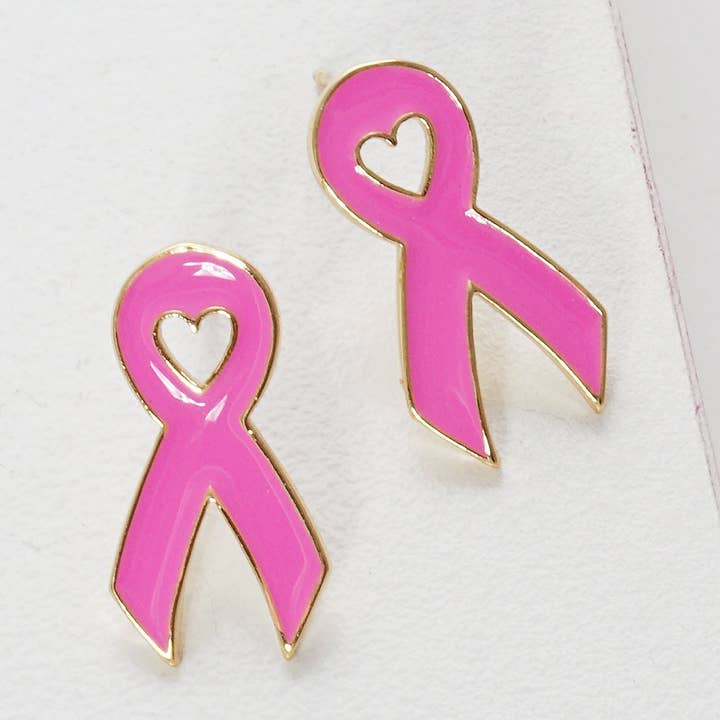 Brystkræft bevidsthed bånd øreringe for engroshandel hos OHBOOBA DESIGN