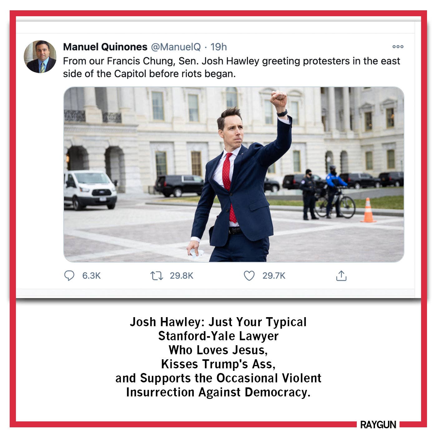 RAYGUN - Vente T-shirt sérigraphié – unisexe - Désolé pour Josh Hawley5