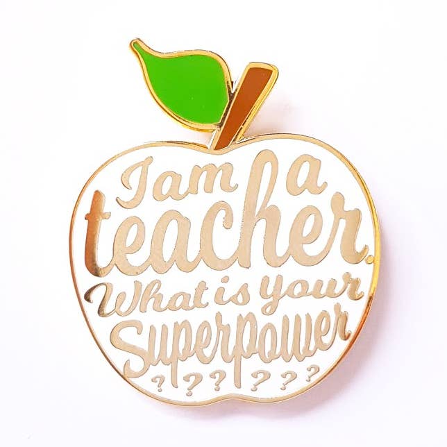 Teacher gift enamel pin Teacher appreciation lapel pin white for wholesale by Studio Inktvis