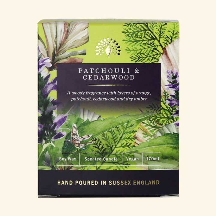 Patchouli and Cedarwood Candle for wholesale by The English Soap Company