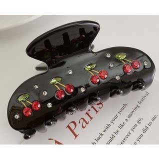 Dilworth Road - Wholesale Hair Clip - Women's - Luxe Crystal Cherry Acetone Hair Clip