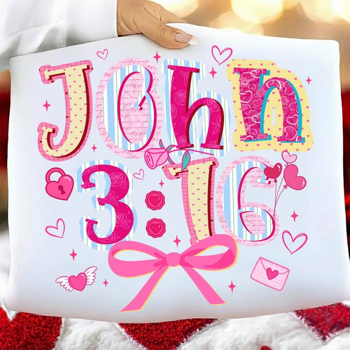 Cute Christian Love Scripture Tee, Pink Bible Verse Sweater for wholesale by DLT Ecommerce