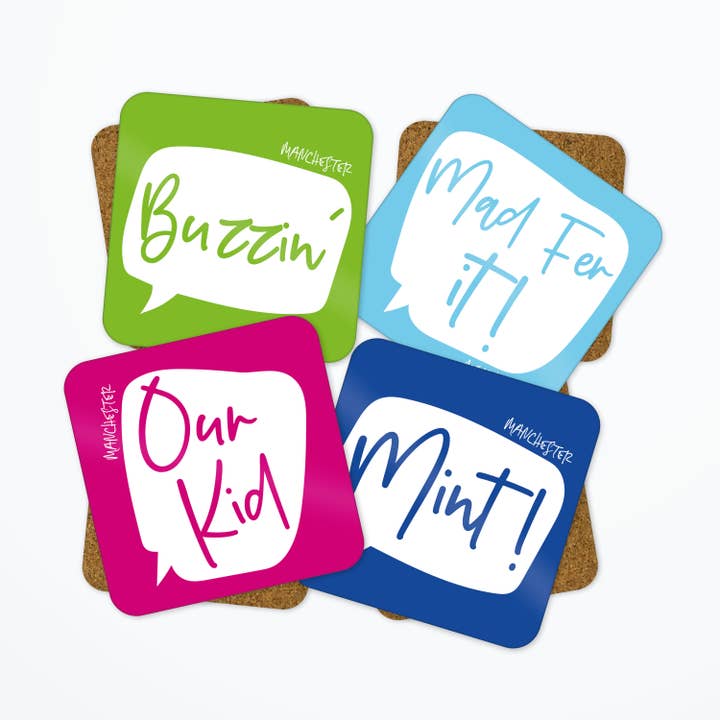 Manchester Slang Coaster Set (x4) for wholesale by Moo & Snip