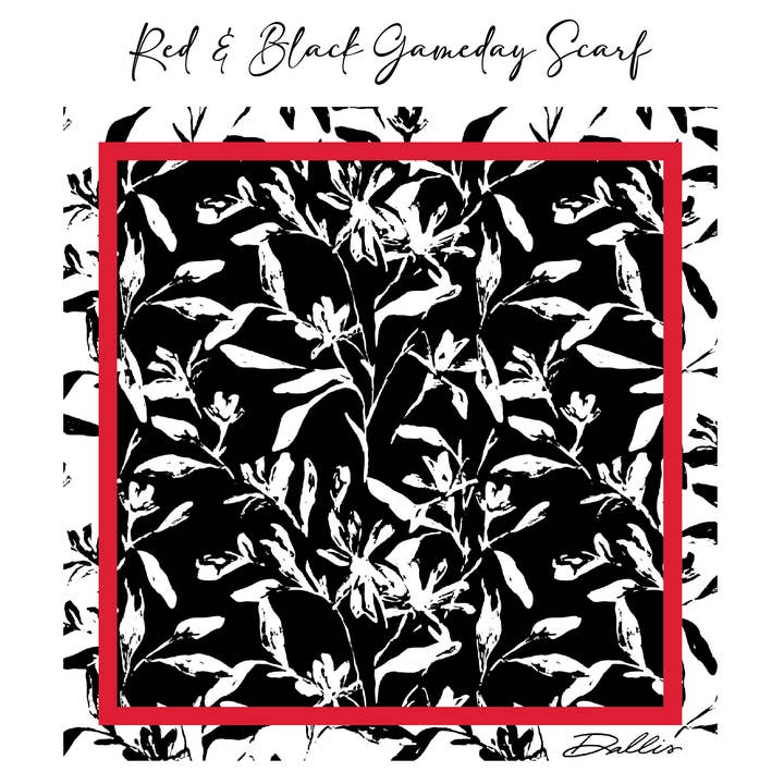 Dallis Foshee Art & Design, LLC - Wholesale Scarf - Women's - Red + Black Gameday Scarf1