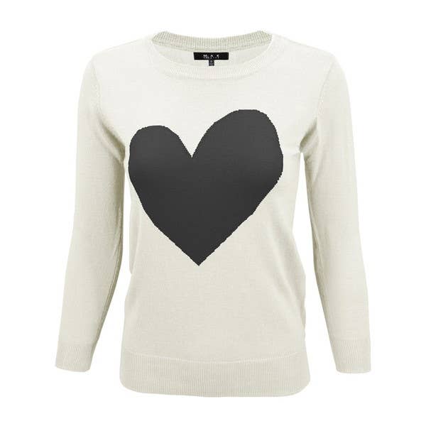 Lemon Tree - Wholesale Knit Sweater - Women's - Love Heart Crew neck Pullover Sweater9