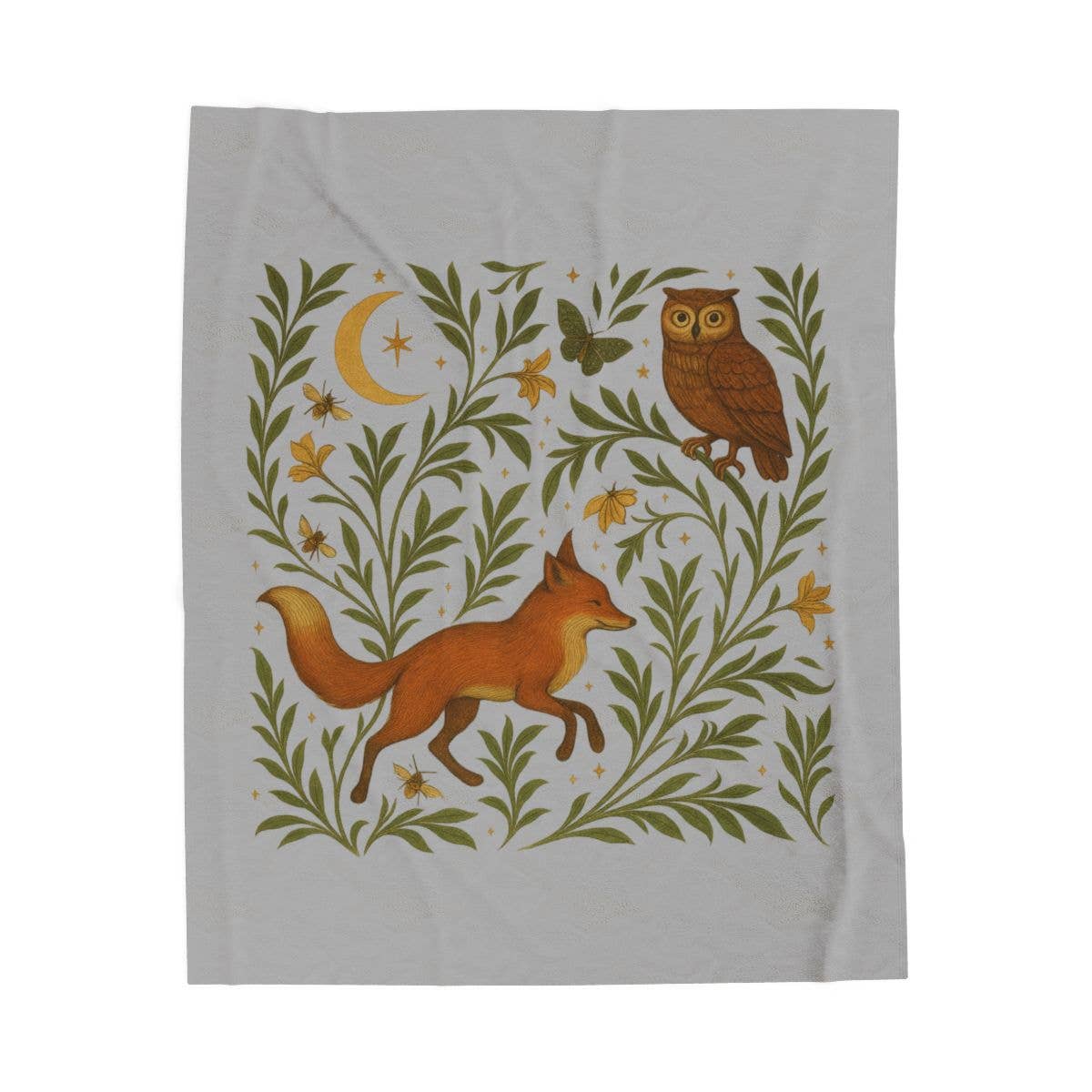 Upside Down Owl Farm - Wholesale Throw Blanket - Woodland Fox & Owl Throw Blanket – Cozy Nature Inspired Boho2