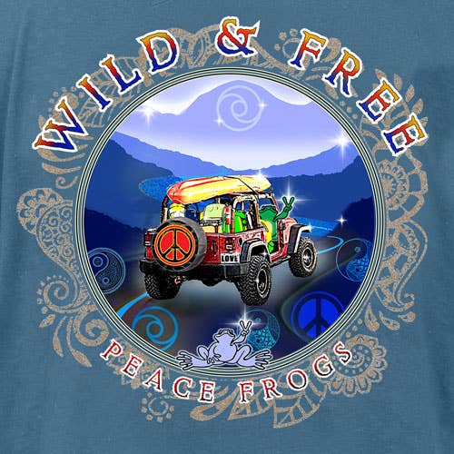 Indigo Wild and Free Frog Short Sleeve T-Shirt for wholesale on Faire