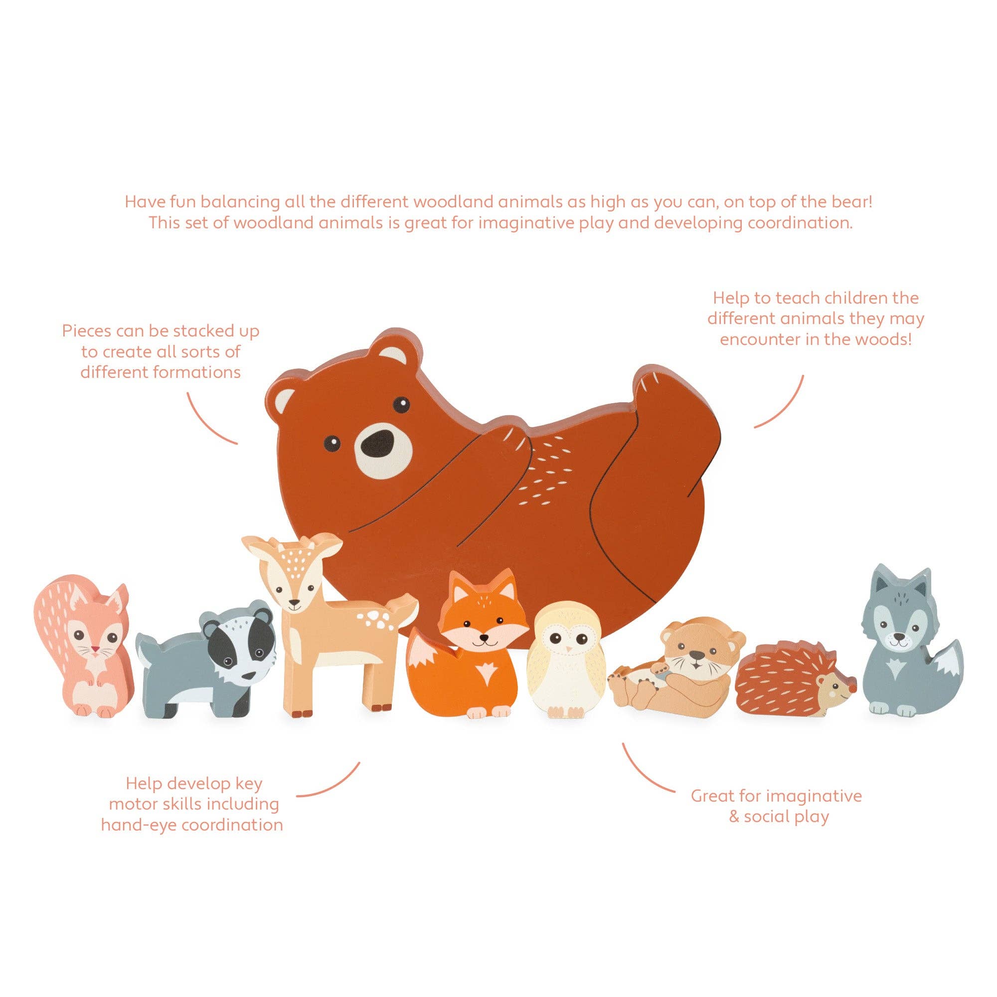Orange Tree Toys – wholesale Träleksak - Barn – Träbalansspel med skogsdjur1