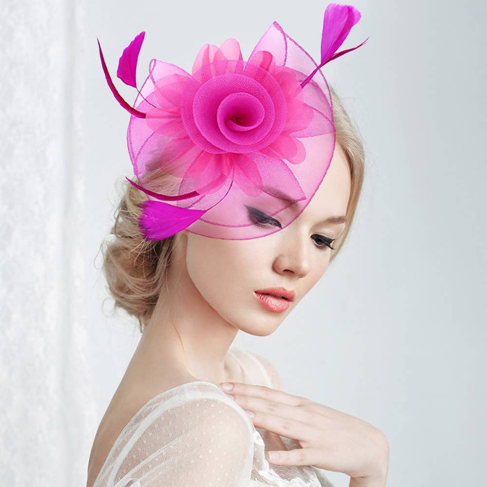 Sensibling Corp. - Vendita all'ingrosso Fascinator - Donna - Fascinator / Cerchietto con Fiore, Piuma e Rete13