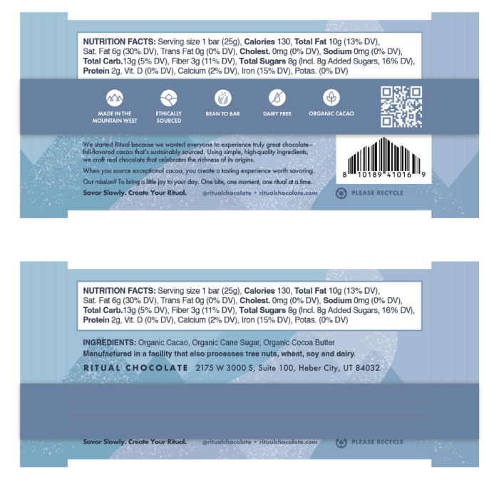 Ritual Chocolate - Wholesale Chocolate - Mid Mountain Blend Mini Bar 25g, Dark Chocolate 70% Cacao1