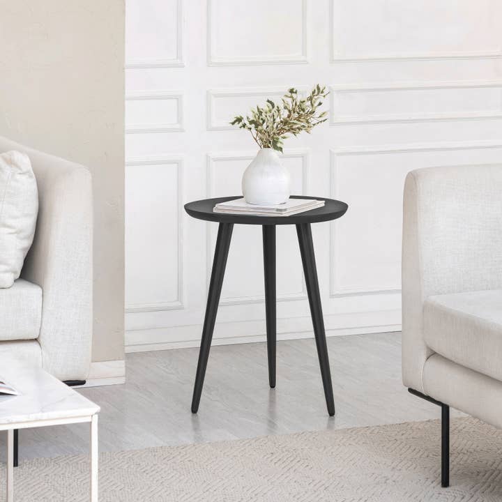 Electra Solid Wood Round Side Table with Raised Edge for wholesale by MH London