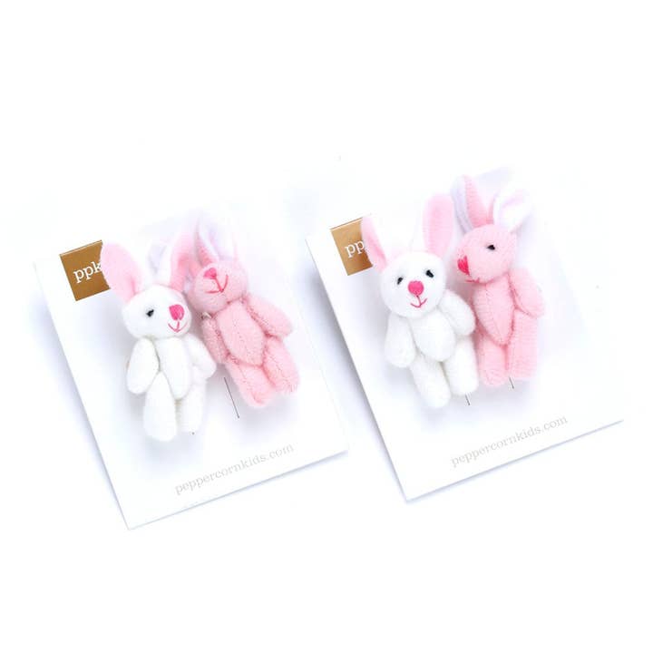 2-pc Little Bunny Hair Tie Set of 2 - Pink / White for wholesale by Peppercorn Kids