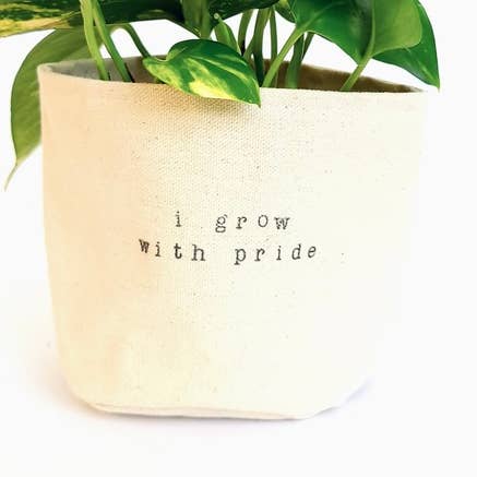 Ik kweek met trots Canvas Plant Pot Cover voor wholesale door Leaf and Root Co.