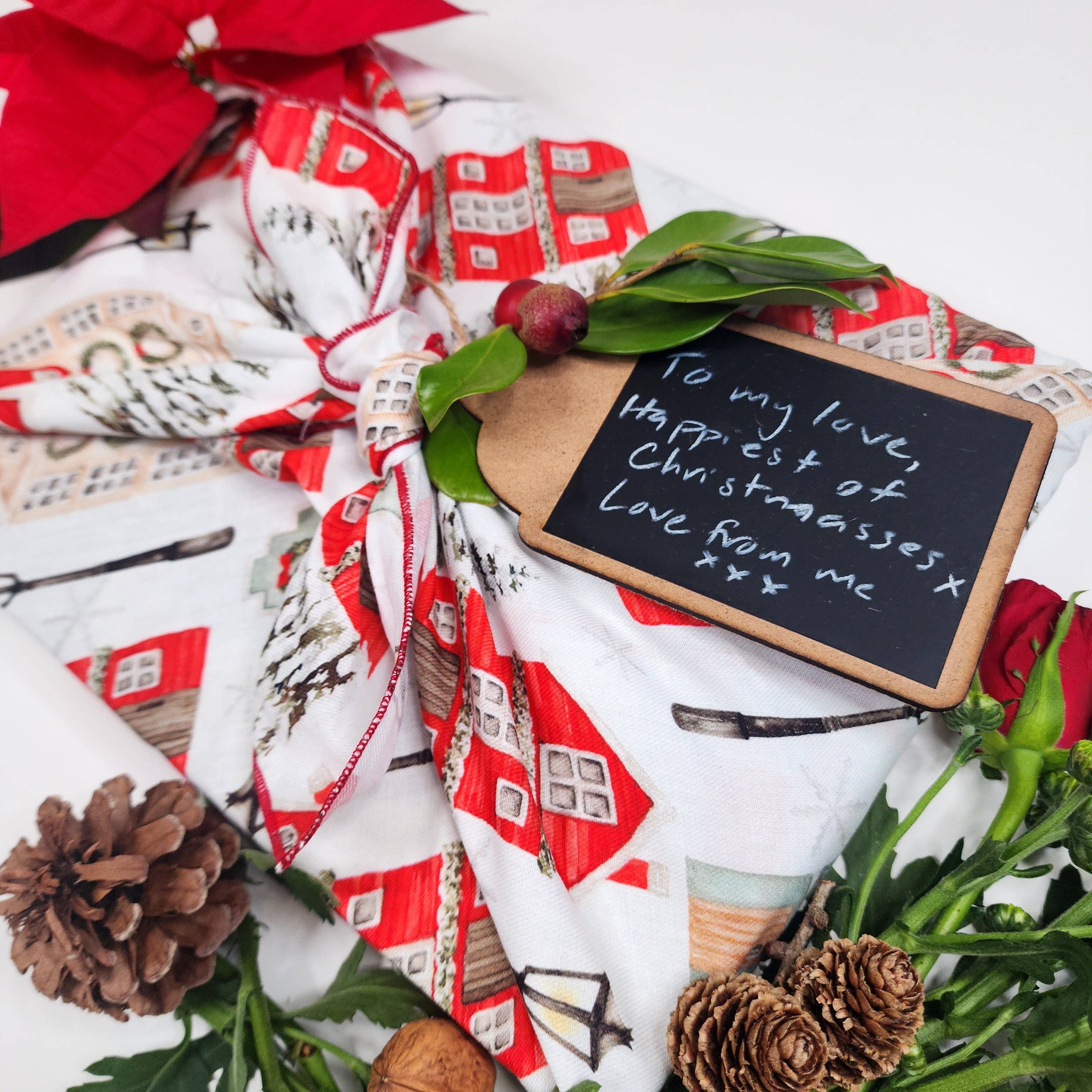 Waste Free Celebrations - Vente Feuille de papier cadeau - Cottages de Noël - Emballage Cadeau Furoshiki5