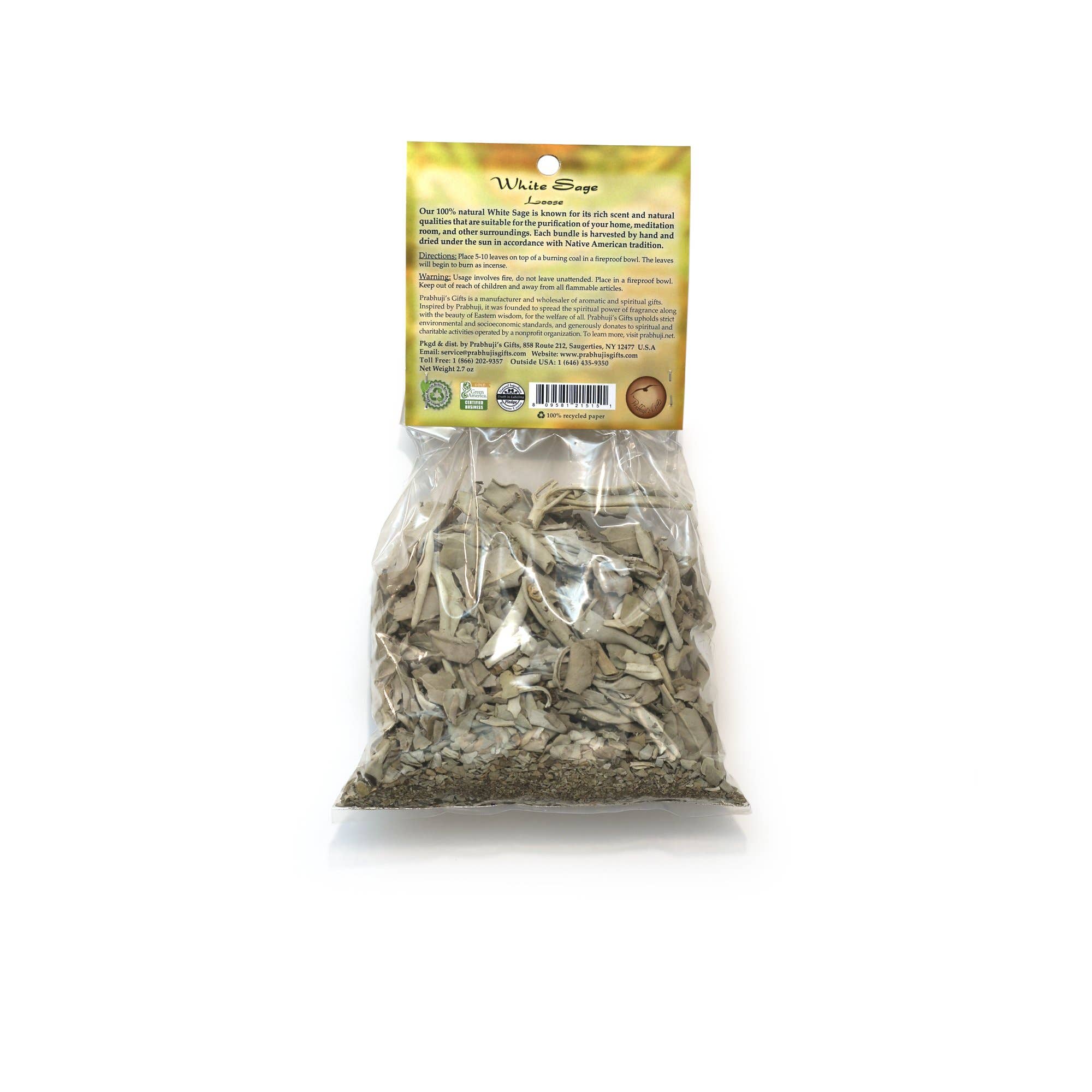 Prabhuji's Gifts - Wholesale Sage bundle - White Sage Smudge Loose Leaves - 2.7oz bag1