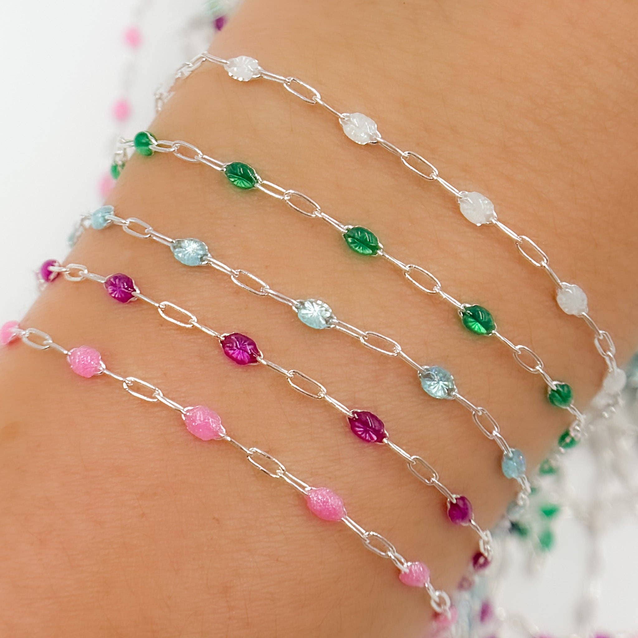 Jewels & Chains - Wholesale Link & Chain Necklace - V250ENSS. Sterling Silver Enamel Satellite Chains2