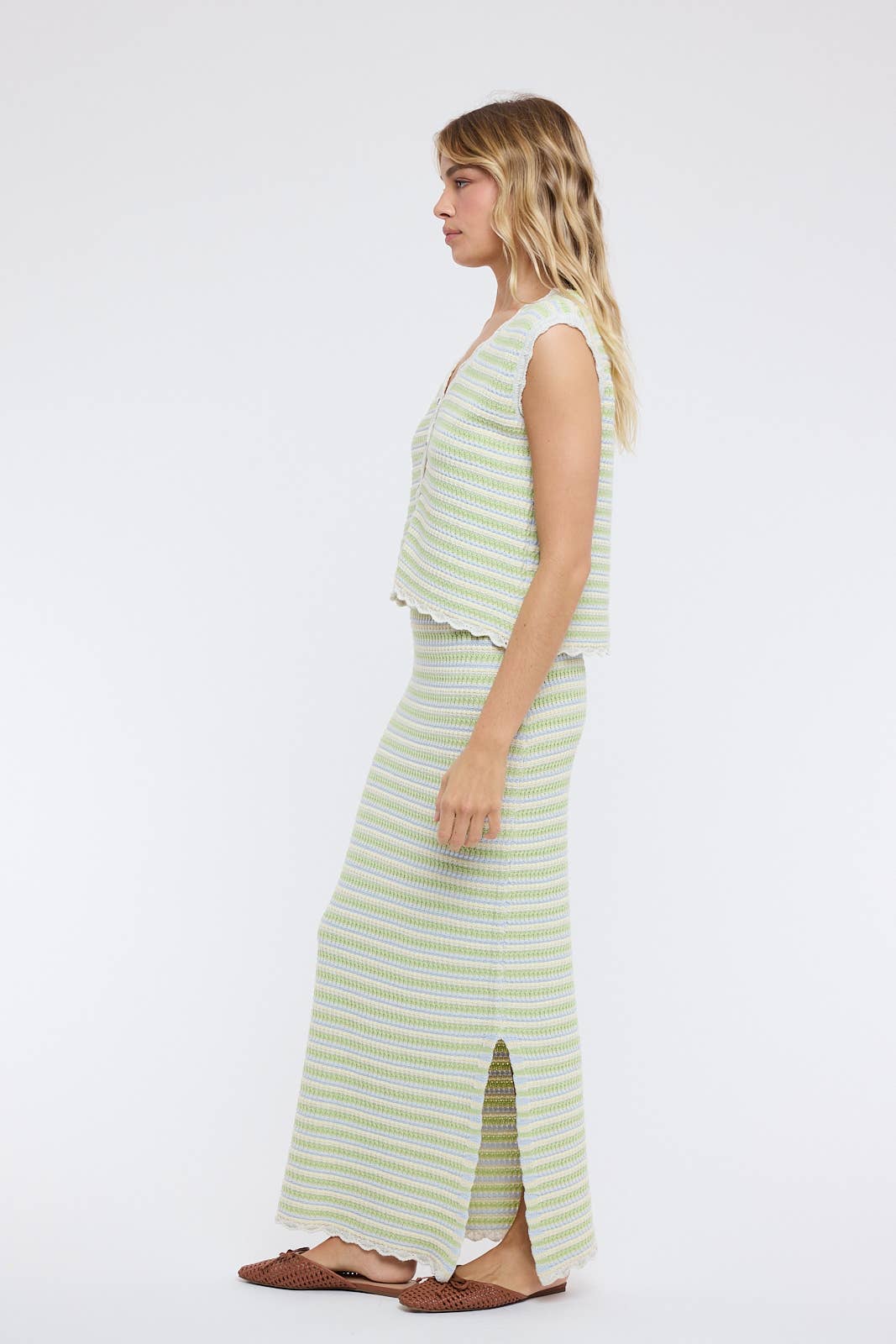 Wishlist Apparel - Wholesale Top & Skirt Set - Women's - MULTICOLOR STRIPED VEST AND SKIRT SET / WL25-116131