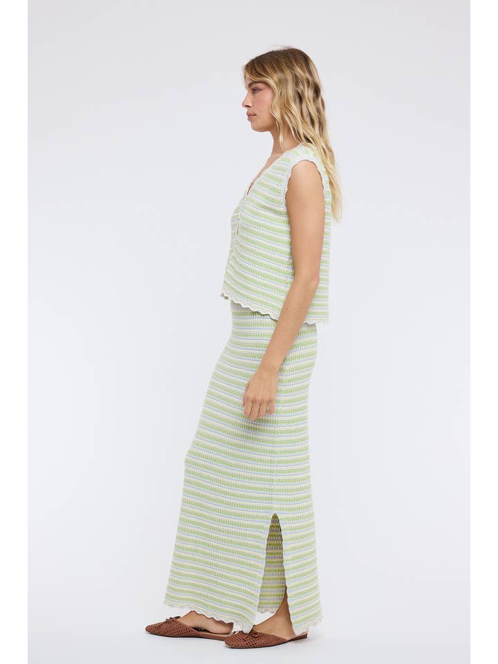 Wishlist Apparel - Wholesale Top & Skirt Set - Women's - MULTICOLOR STRIPED VEST AND SKIRT SET / WL25-116131