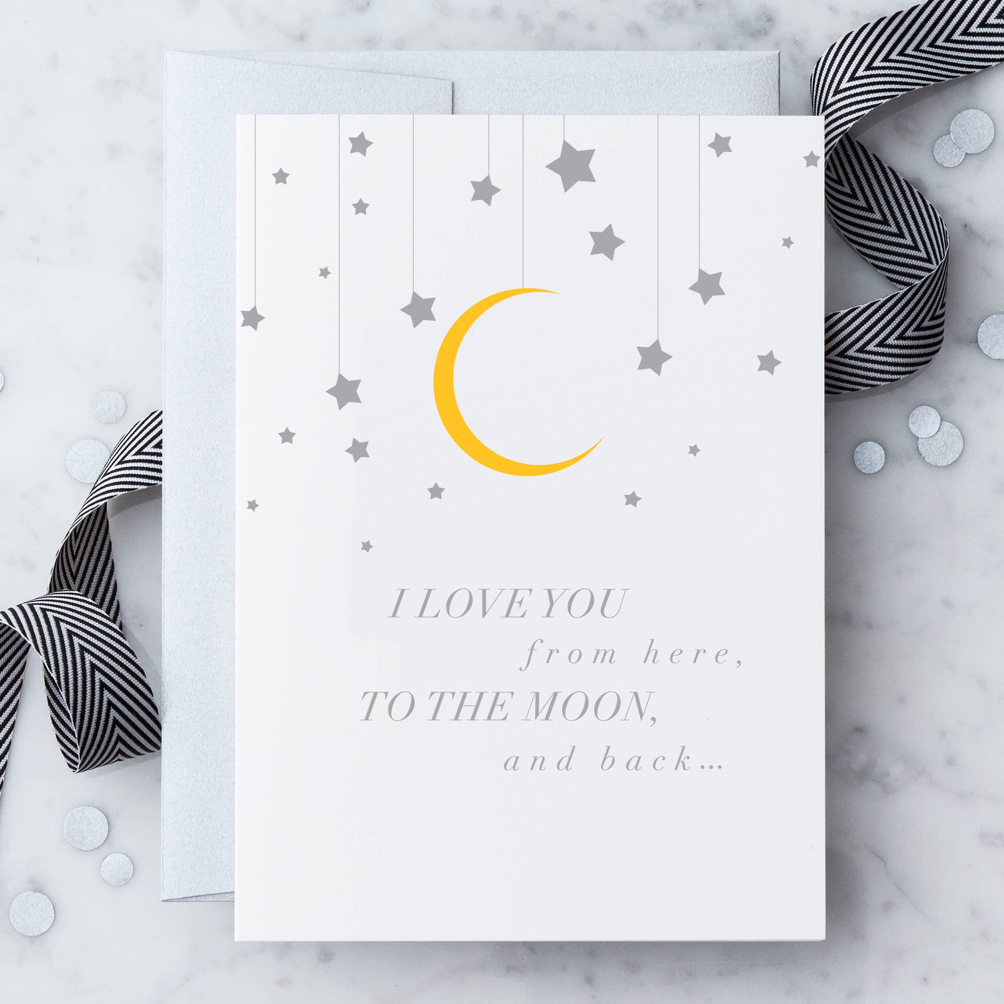 Design With Heart - Vente Cartes de déclaration d'amour - TH20 - Carte « Je t'aime d'ici à la lune et au dos »1