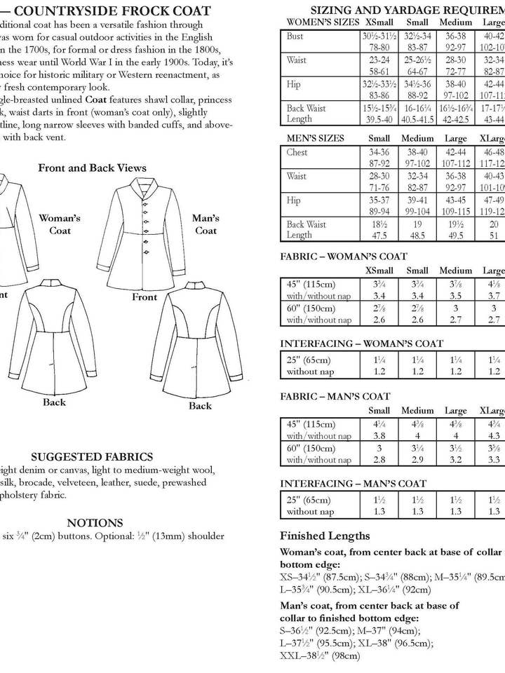 Folkwear – Engroshandel Frakke - Dame – 263 Countryside Frock Coat - Symønster8