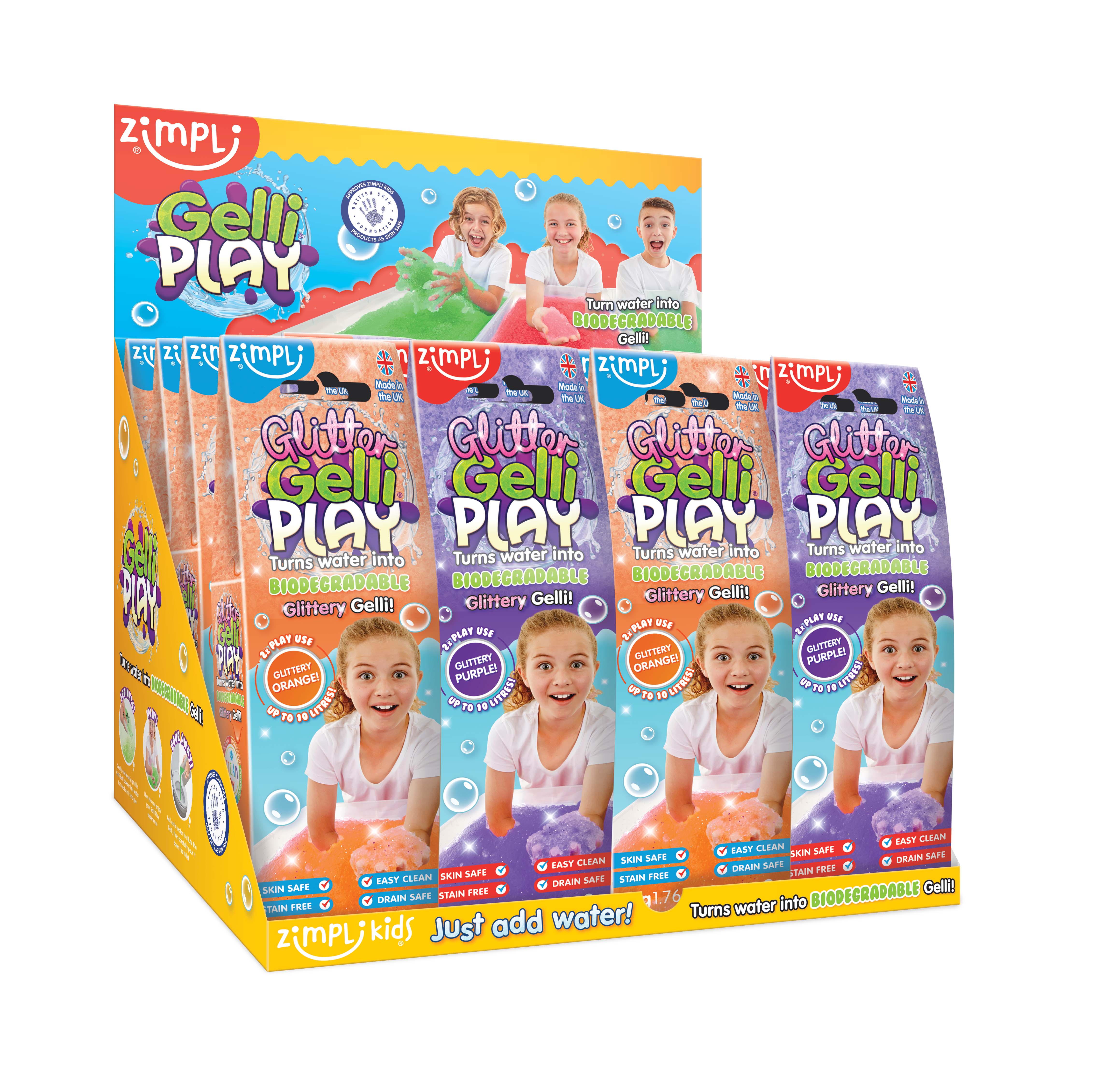 Zimpli Kids - Vente Pâte ingénieuse/slime – enfant - Jouet sensoriel biodégradable certifié Zimpli Glitter Gelli Play0