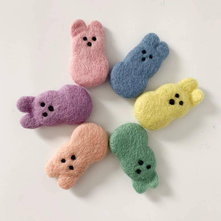 Sewing Seeds Play - Wholesale Decorative tabletop object - Set Of Six Classic Easter Colours Felt Peep Bunnies1