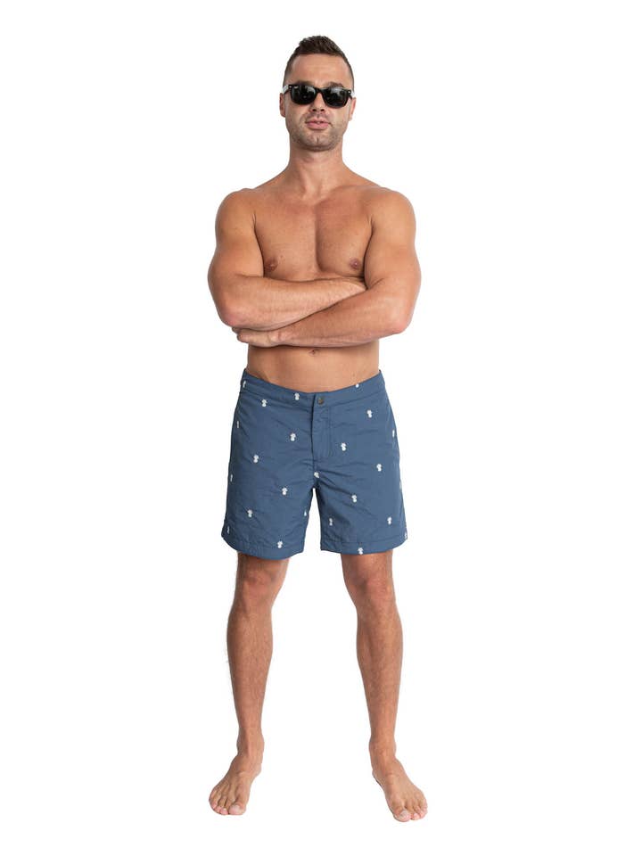 Aruba 6.5" Denim Embroidered Pineapples for wholesale by boto