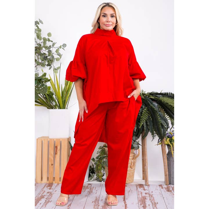 omgstyles – wholesale Top & pants set (NOT Loungewear) – Women's – Plus Size Hi Lo Two Piece Set