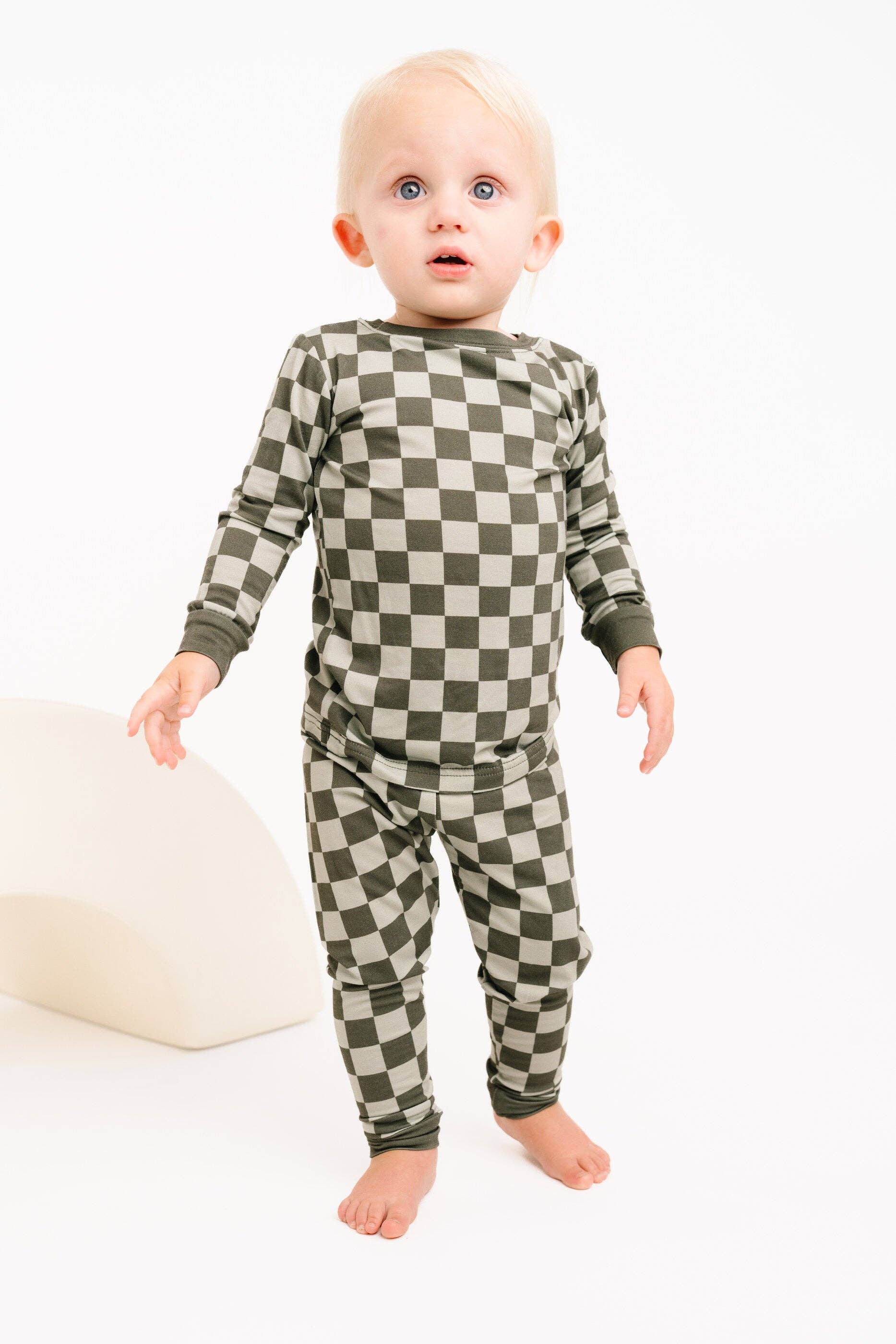 Little One Shop - Wholesale Top & Pant Set - Baby - Pine Checkered Bamboo Set0
