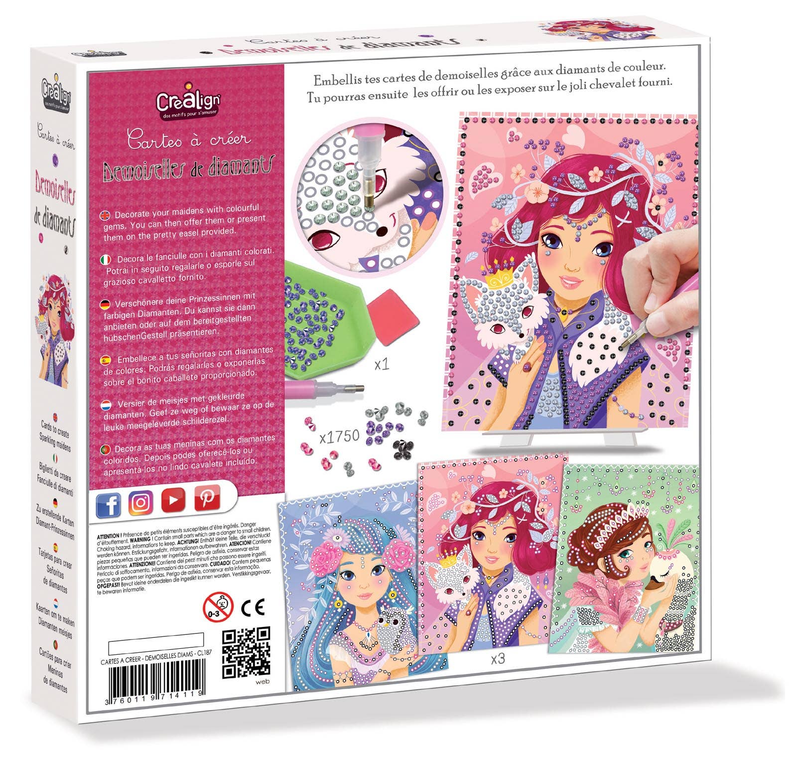 Créa Lign' - Wholesale DIY Craft Kit - Kids - Diamond Damsels Crafting Cards1