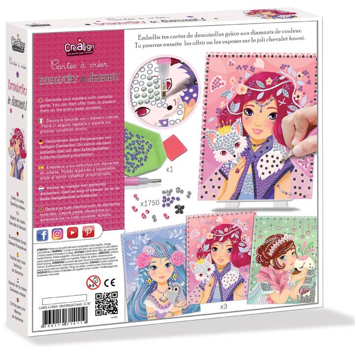 Créa Lign' - Wholesale DIY Craft Kit - Kids - Diamond Damsels Crafting Cards1