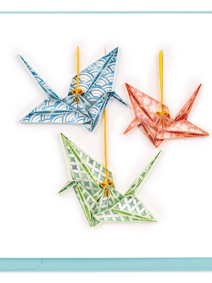 Quilled Origami Cranes lykønskningskort for engroshandel hos Quilling Card