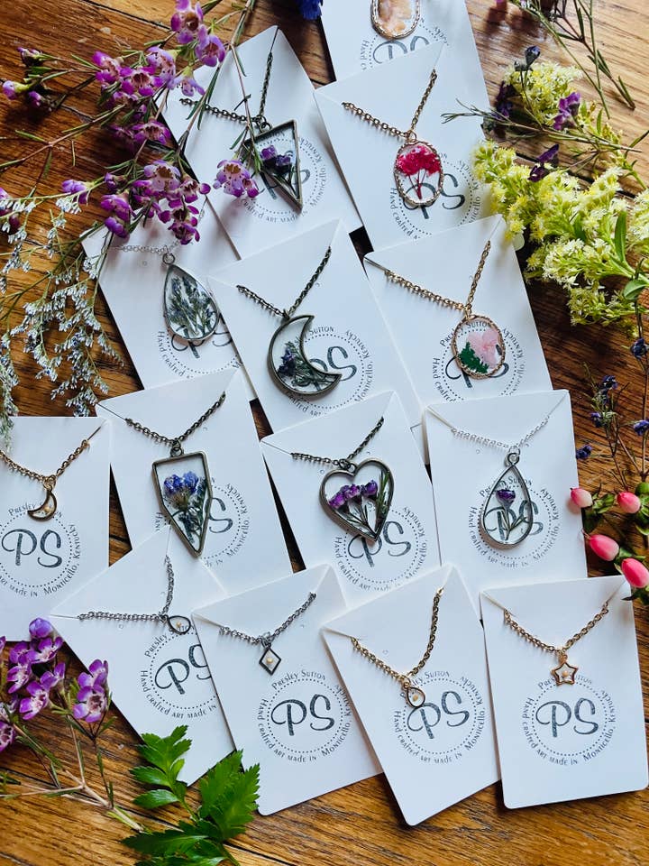 Resin Nature Necklaces for wholesale by The Nest Creative Arts Studio
