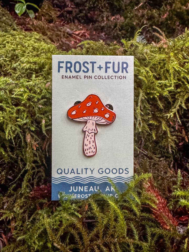 Amanita Enamel Pin for wholesale by Frost and Fur