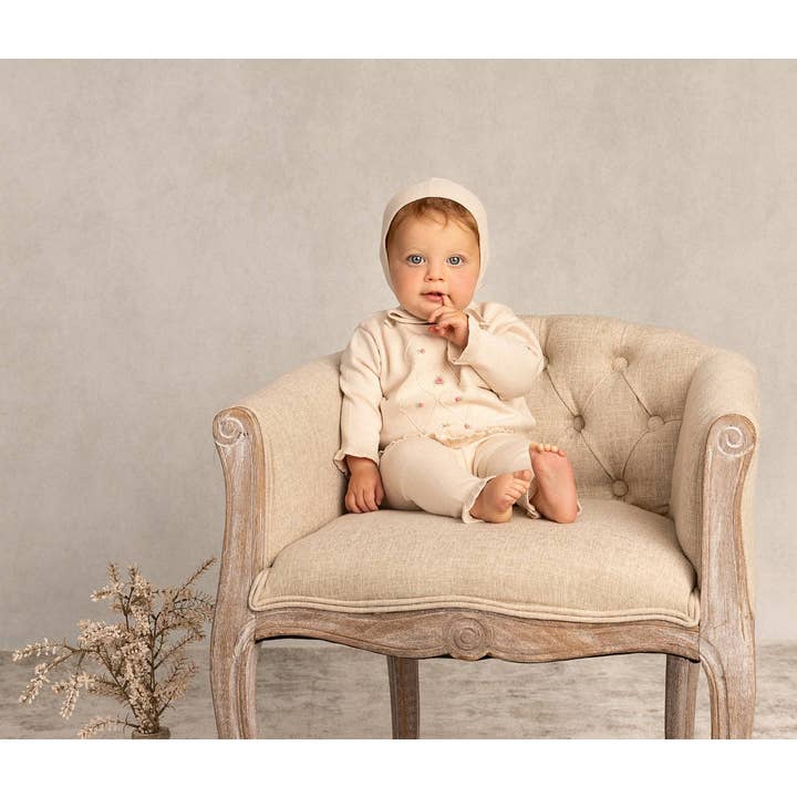Ecru Baby & Toddler Girls Rosebud Knit Set for wholesale on Faire1