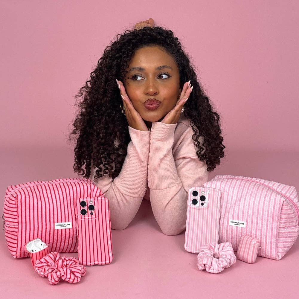 Coconut Lane – wholesale Make-up/cosmetic bag – Towel Makeup Bag - Cherry Stripe7