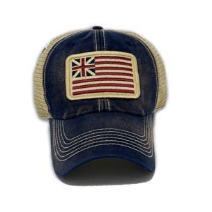 S.L. Revival Co. - Wholesale Trucker Hat - Unisex - The Grand Union Flag Patch Trucker Hat, Navy