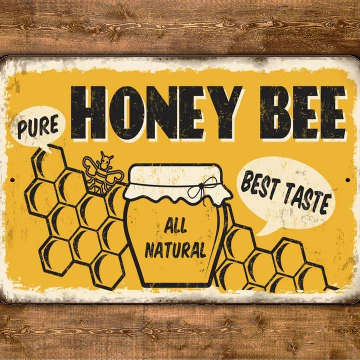 Panneau Honey Bee, style vintage entièrement naturel pour la vente par Game Time Prints