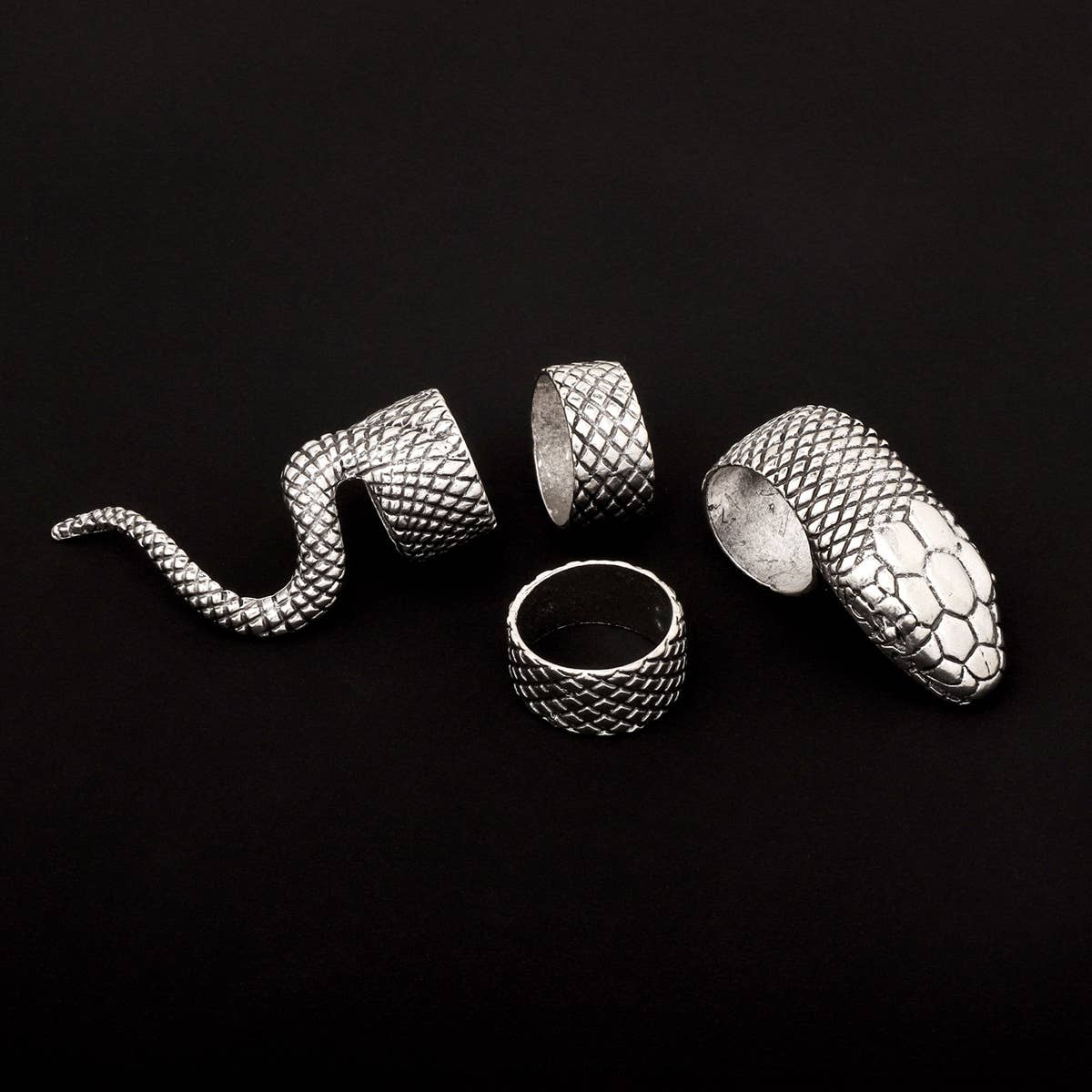 Silver K  Women Vintage Heavy Metal Diablo Gothic Python Ring Set for wholesale on Faire2