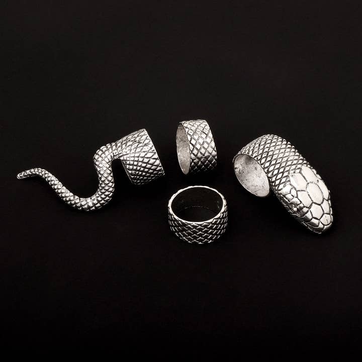 Silver K Women Vintage Heavy Metal Diablo Gothic Python Ring Set for wholesale on Faire2