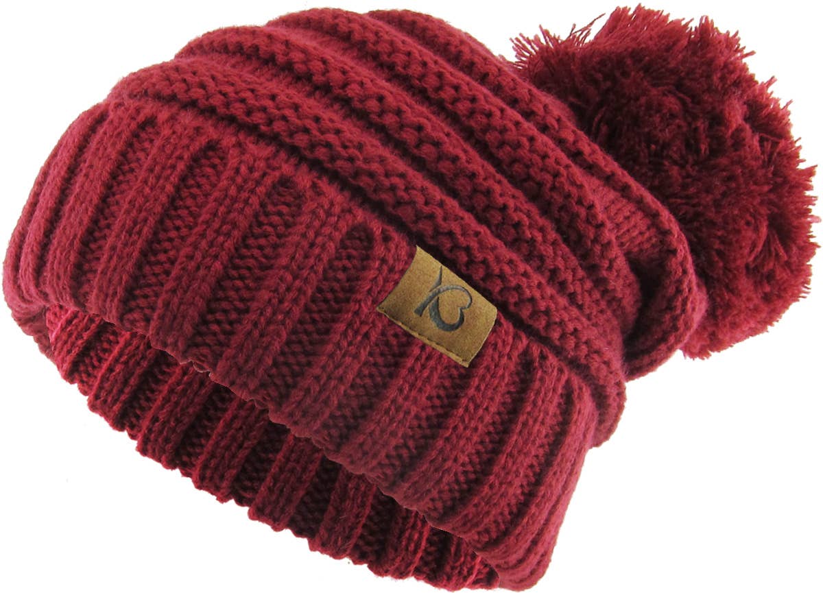 KBETHOS – Großhandel Beanie – Damen – Chunk Pom Pom Grobstrick-Mütze mit Zopfmuster und Rippenstrick45