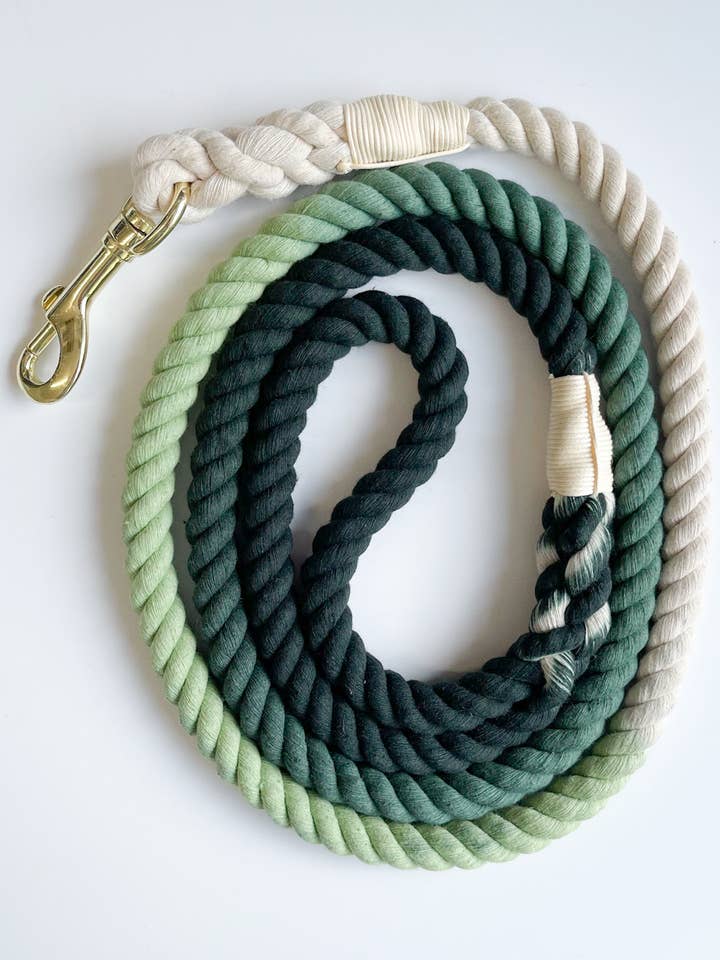 Rope dog leash (Dark Green, Light Green, Natural) for wholesale by Fresh Thinking Co
