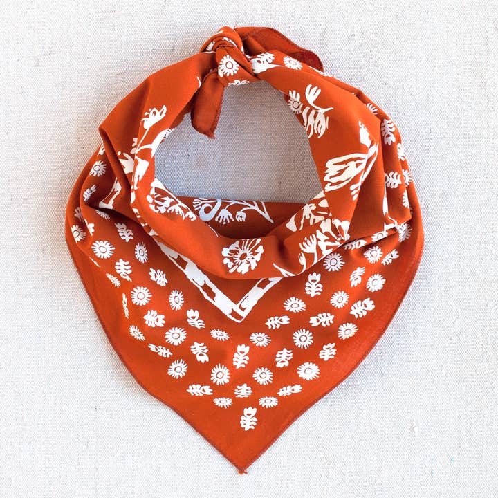 Abracadana - Vente Bandana – unisexe - Bandana floral Abracadana - orange marmelade