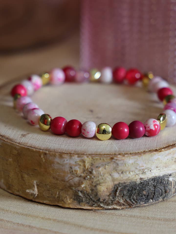 Fuchsia rosa orkidé agat armband för damer för wholesale av Mlle A by Aline L