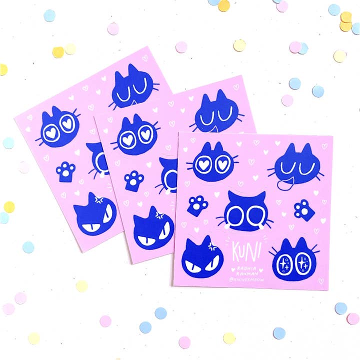 Mini Kuni Sticker Sheet for wholesale by Radhia Rahman