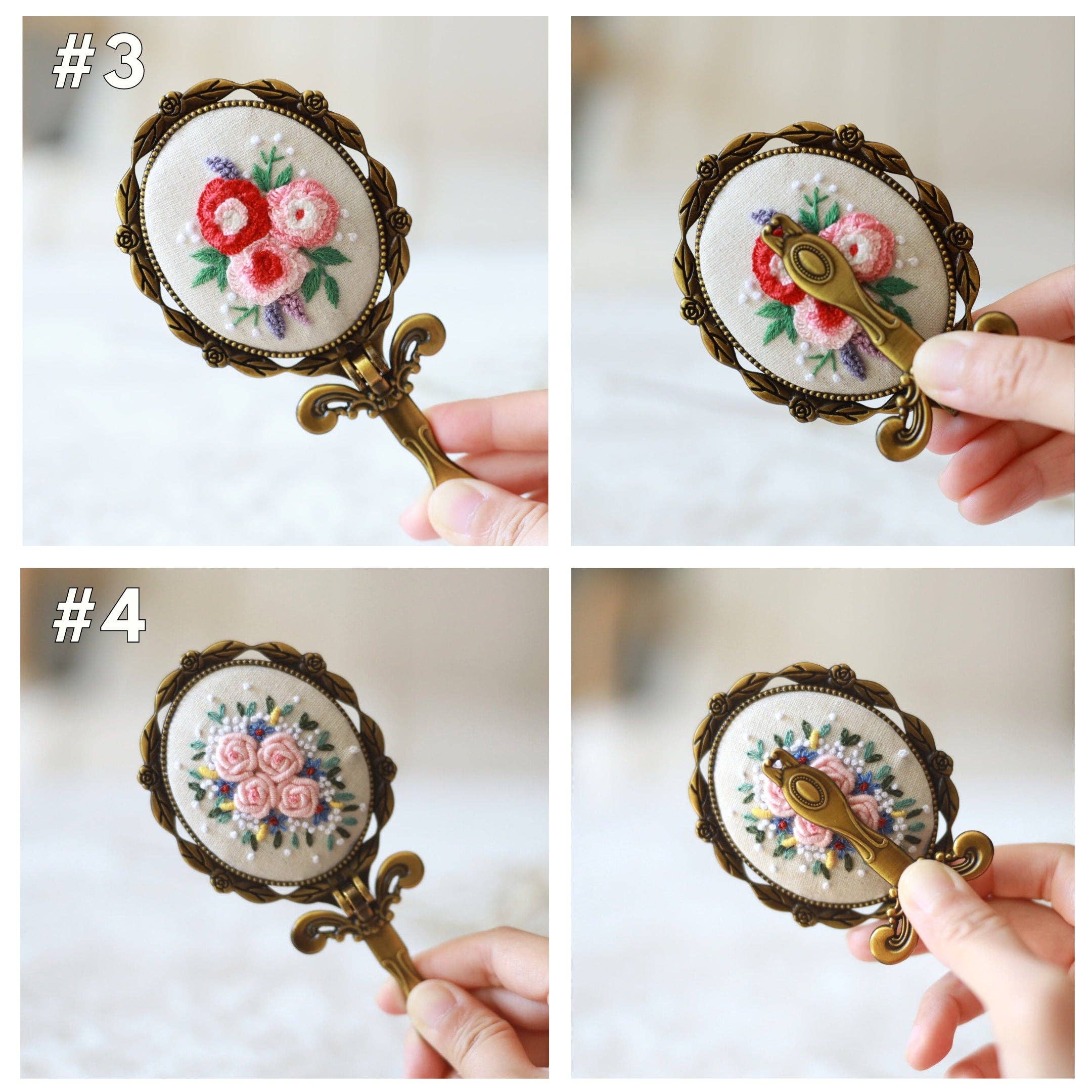 Finer Embroidery – wholesale Compact mirror – Vintage Embroidered Compact Mirror4