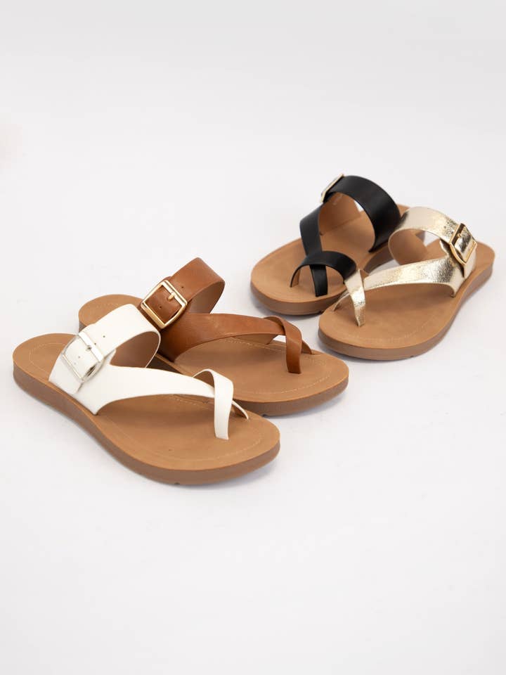 BLACK STORM CROSS THONG STRAP COMFORTABLE SOLE SANDALS for wholesale on Faire