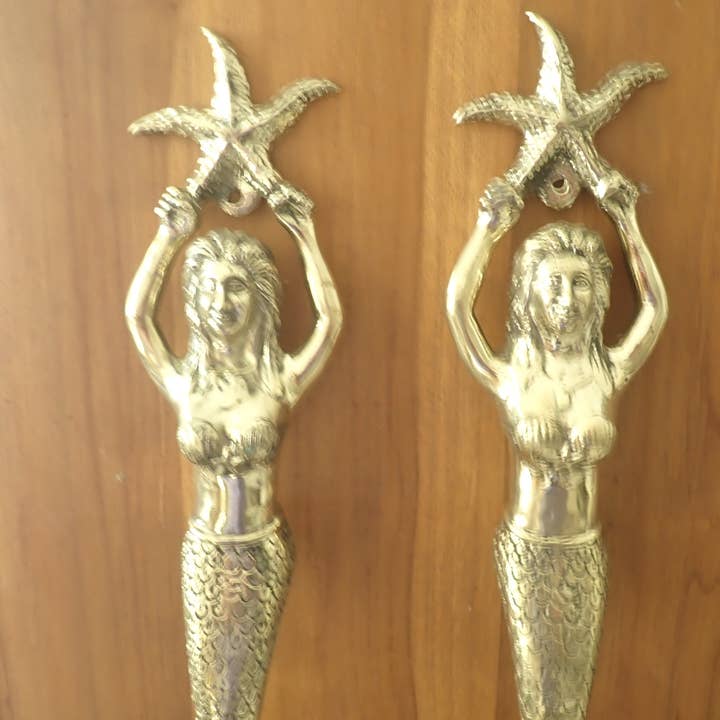 Ubud Glass - Wholesale Knob/pull - Mermaid  with star above head, Entry Door Handle, Door Pull3