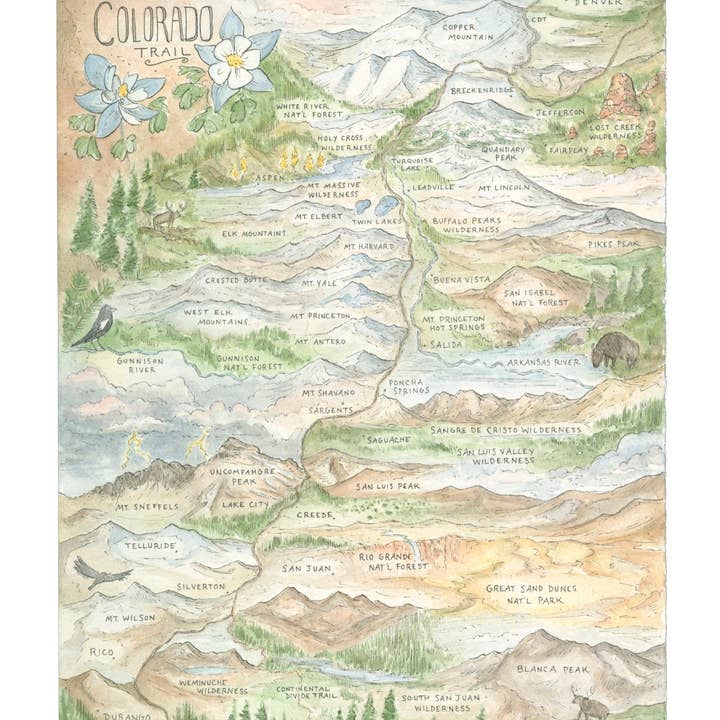 Hiker Booty - Wholesale Art Print - Colorado Trail Map 8"x10" Art Print2