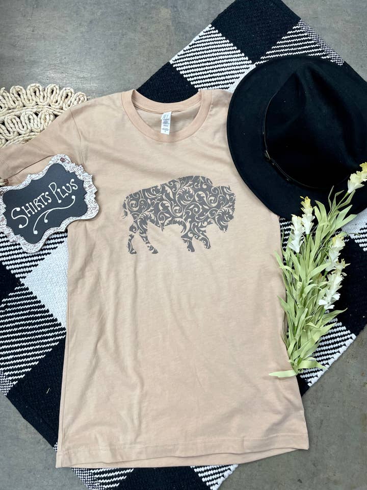 Buffalo Floral Graphic Tee for wholesale by Shirts Plus, Inc.